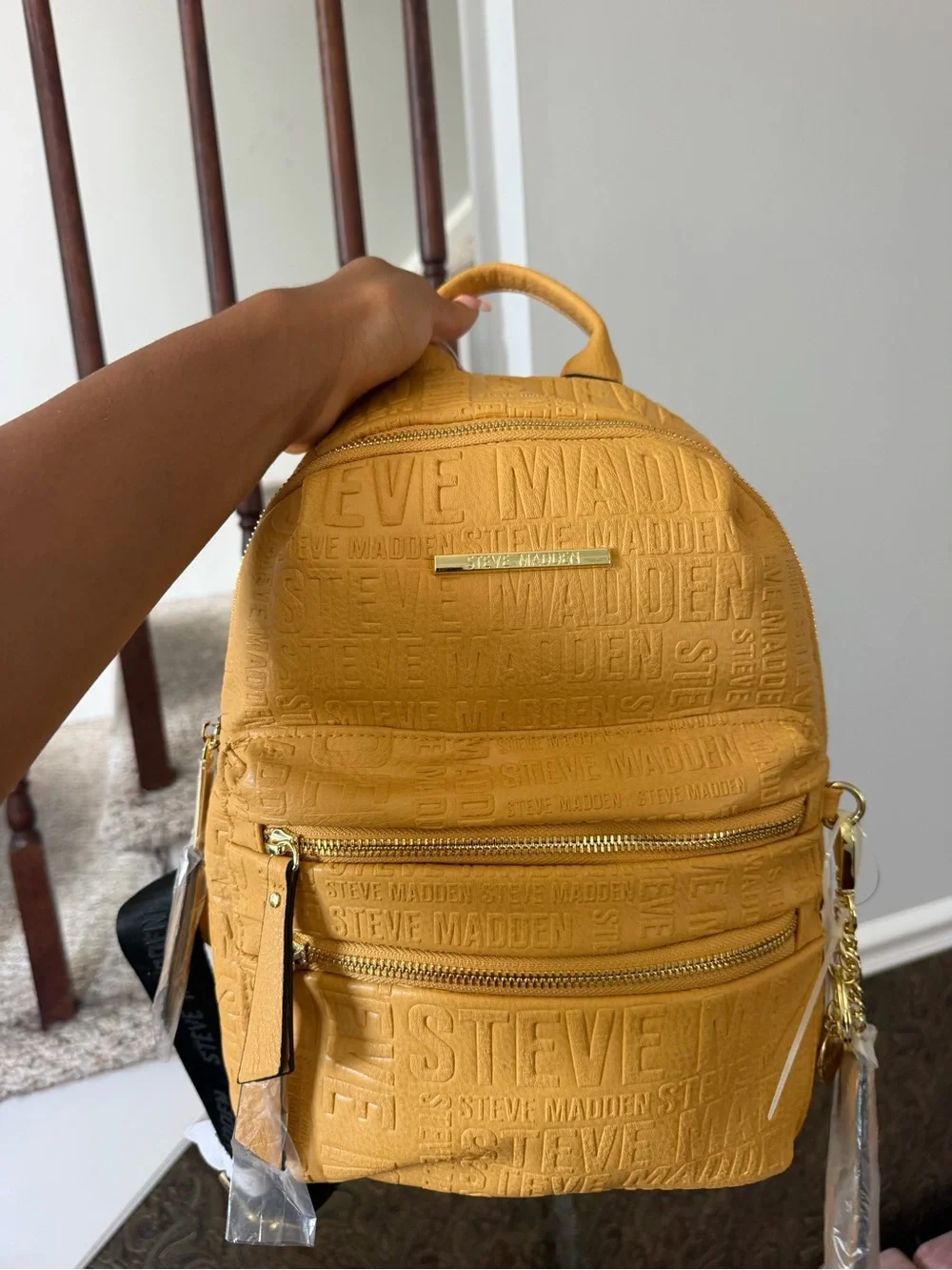 Steve Madden Yellow Embossed Mini Backpack